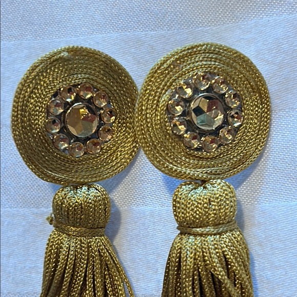 Elegant Gold Tassel Earrings - Picture 2 of 4